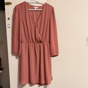 Elegant Coral Wrap Dress